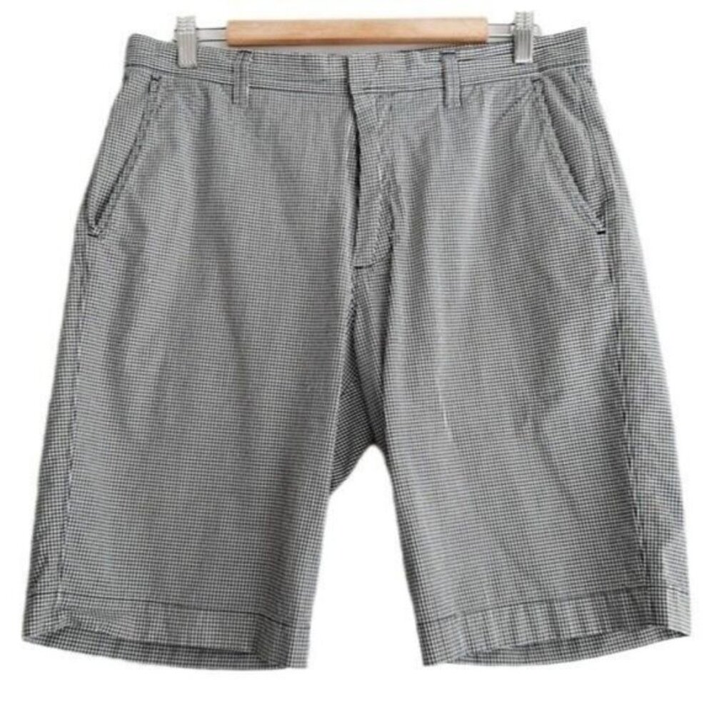 J. CREW / Gingham Black & White Flat Front Shorts Gingham B&W Men's Sz 32